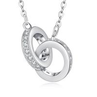 Cubic Zirconia Micro Pave Sterling Silver Necklace, 925 Sterling Silver, with 1.96inch extender chain, plated, oval chain & micro pave cubic zirconia & for woman 11mm Approx 15.7 Inch 