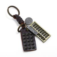 Zinc Alloy Key Chain, with Leather, plated 