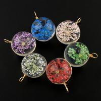 Inner Flower Lampwork Pendants, gold color plated Approx 4mm 
