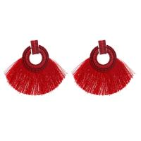 Zinc Alloy Tassel Earring, with Polyester, plated, folk style & for woman 
