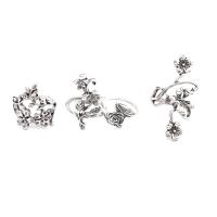 Zinc Alloy Ring Set, Flower, antique silver color plated, vintage & for woman, US Ring Approx 