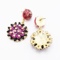 Zinc Alloy Drop Earring, with Sequins & Resin & Acrylic, Flower, gold color plated, for woman & with rhinestone 