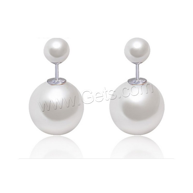 925 Sterling Silver Double Faced Stud Earring, with Shell Pearl, different size for choice & for woman, Sold By Pair