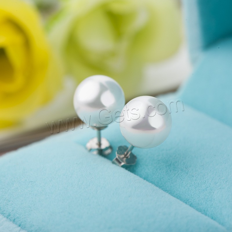 925 Sterling Silver Stud Earring, with Shell Pearl, plated, different size for choice & for woman, more colors for choice, Sold By Pair
