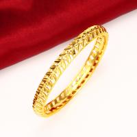 Alliage de cuivre bracelet ordinaire, Placage de couleur d'or, pour femme, 7mm, Diamètre inté Environ 57mm, Vendu par PC