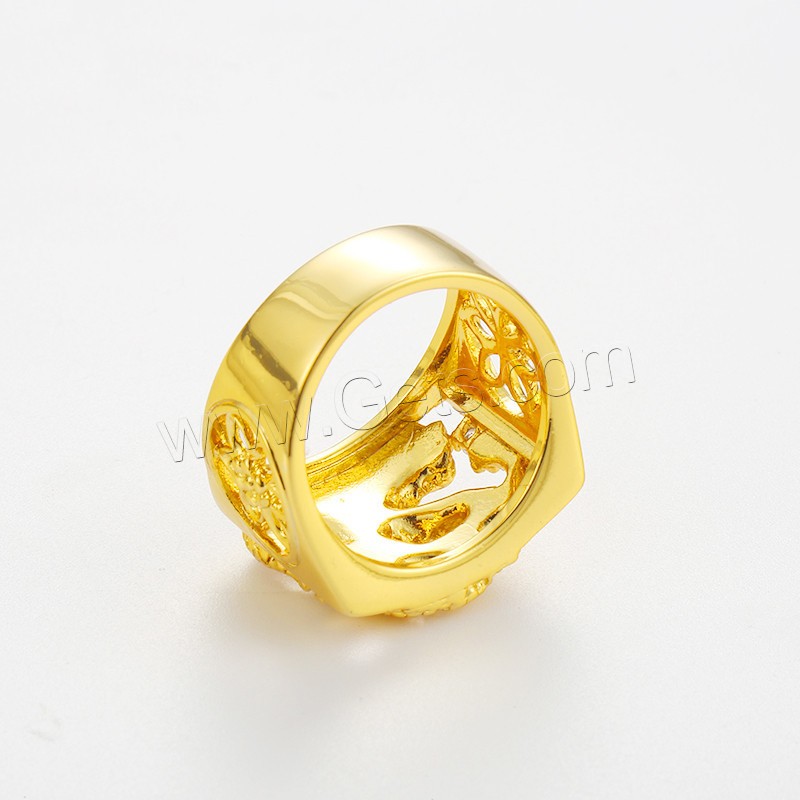 Copper Alloy Finger Ring, gold color plated, different size for choice & for man & with rhinestone, Sold By PC