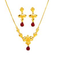 Copper Alloy Jewelry Set, earring & necklace, gold color plated, box chain & for woman & with rhinestone, 8mm Approx 15.7 Inch 