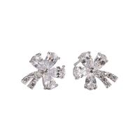 Zinc Alloy Rhinestone Stud Earring, silver color plated, for woman & with rhinestone 