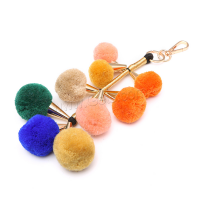 Zinc Alloy Key Chain, with Wool, gold color plated 