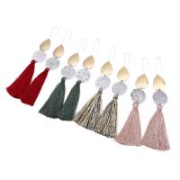 Zinc Alloy Tassel Earring, with Cotton Thread, plated, Bohemian style & hypo allergic 