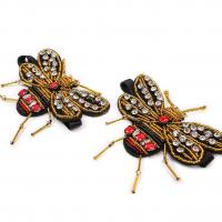 Non-woven Fabrics shoes ornament, with Glass Beads, Insect, with rhinestone 