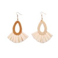 Zinc Alloy Tassel Earring, with Rafi Straw & Rattan, rose gold color plated, hypo allergic & for woman 