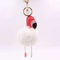 Plush Key Chain, with PU Leather & Iron, Bird, gold color plated 70mm 