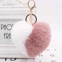 Plush Key Chain, with Iron, Heart, gold color plated, Unisex & two tone 