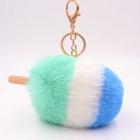Plush Key Chain, with Wood & Iron, Ice Cream, gold color plated, cute 