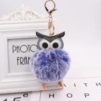 Plush Key Chain, with PU Leather & Iron, Owl, gold color plated, cute 80mm 