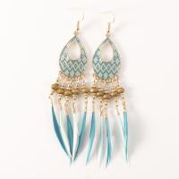 Zinc Alloy Tassel Earring, with Feather, plated, for woman & enamel 