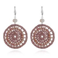 Zinc Alloy Drop Earring, with Cotton & Crystal, plated, for woman & faceted 