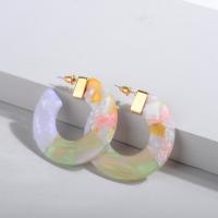 Acrylic Stud Earring, with Zinc Alloy, gold color plated, for woman 45mm 