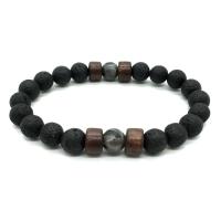 Lava Bracelet, with Labradorite & Wood, Ball, Unisex & anti-fatigue 8mm Approx 7 Inch 