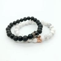 Howlite Bracelet, with Lava & Zinc Alloy, Crown, plated & Unisex & radiation protection, 8mm Approx 7 Inch 