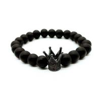 Abrazine Stone Bracelet, with Zinc Alloy, Crown, plated, Unisex & radiation protection 8mm Approx 7 Inch 