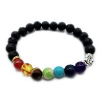 Lava Bracelet, with Gemstone & Zinc Alloy, Elephant, antique silver color plated, Unisex & anti-fatigue, 8mm Approx 7 Inch 