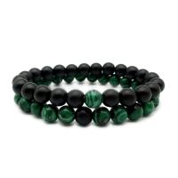 Synthetic Malachite Bracelet, with Synthetic Black Agate & Unisex & anti-fatigue, 8mm Approx 7 Inch 