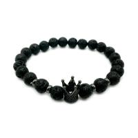Lava Bracelet, with Zinc Alloy, Crown, gun black plated, Unisex & anti-fatigue & micro pave cubic zirconia, 8mm Approx 7 Inch 