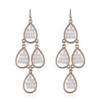 Brass Drop Earring, with Glass Seed Beads, Teardrop, rose gold color plated, for woman 