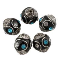 Indonesia Beads, with Zinc Alloy, Olive, antique silver color plated, with rhinestone Approx 1mm 