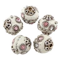Indonesia Beads, with Zinc Alloy, antique silver color plated, with rhinestone, 17mm Approx 1mm 