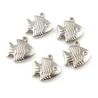 Stainless Steel Animal Pendants, Fish, original color Approx 1mm 