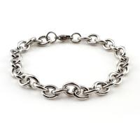 Stainless Steel Chain Bracelets, with lobster clasp & oval chain, original color Approx 7.8 Inch 