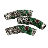 Zinc Alloy Curved Tube Beads, antique silver color plated, enamel & large hole & hollow, lead & cadmium free Approx 8mm 