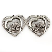 Zinc Alloy Heart Pendants, Flat Heart, platinum color plated, with rhinestone & blacken Approx 2mm 