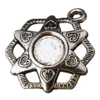 Zinc Alloy Pendant Cabochon Setting, antique silver color plated, with letter pattern Approx 2mm, Inner Approx 7mm 