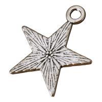 Цинкового сплава звезда кулон, цинковый сплав, Звезда, плакированный цветом под старое серебро отверстие:Приблизительно 2mm, продается PC