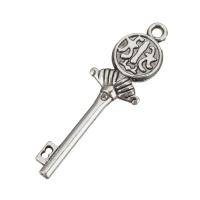Zinc Alloy Key Pendants, antique silver color plated, with rhinestone Approx 2mm 