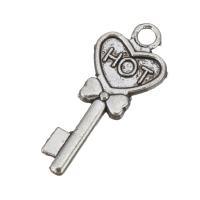 Zinc Alloy Key Pendants, antique silver color plated, with letter pattern Approx 3mm 