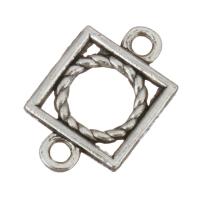 Zinc Alloy Charm Connector, Rhombus, antique silver color plated, 1/1 loop Approx 1mm 