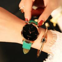 Women Wrist Watch, PU Leather, with Glass & Zinc Alloy, plated, for woman & with rhinestone Approx 9 Inch 