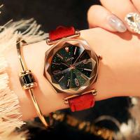 Women Wrist Watch, Leather, with Zinc Alloy, plated, for woman & with rhinestone Approx 8.6 Inch 