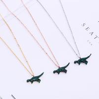 Stainless Steel Jewelry Necklace, with 1.57inch extender chain, Dinosaur, plated, oval chain & for woman & with rhinestone Approx 16.5 Inch 