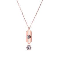 Stainless Steel Jewelry Necklace, with 1.57inch extender chain, rose gold color plated, oval chain & for woman & with rhinestone Approx 16.5 Inch 