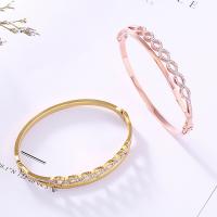 Stainless Steel Bangle, plated, for woman & with rhinestone Inner Approx 58mm 