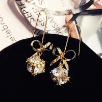 Zinc Alloy Drop Earring, plated, for woman & with cubic zirconia 