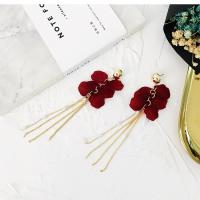 Zinc Alloy Tassel Earring, with Acrylic, gold color plated, for woman 127mm 