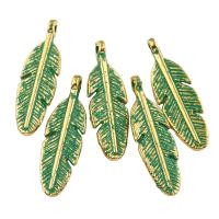 Zinc Alloy Feather Pendants, gold color plated, enamel Approx 1mm 