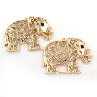 Подвески из цинкового сплава в форме животных, цинковый сплав, Слон, плакирован золотом, со стразами отверстие:Приблизительно 2mm, продается PC